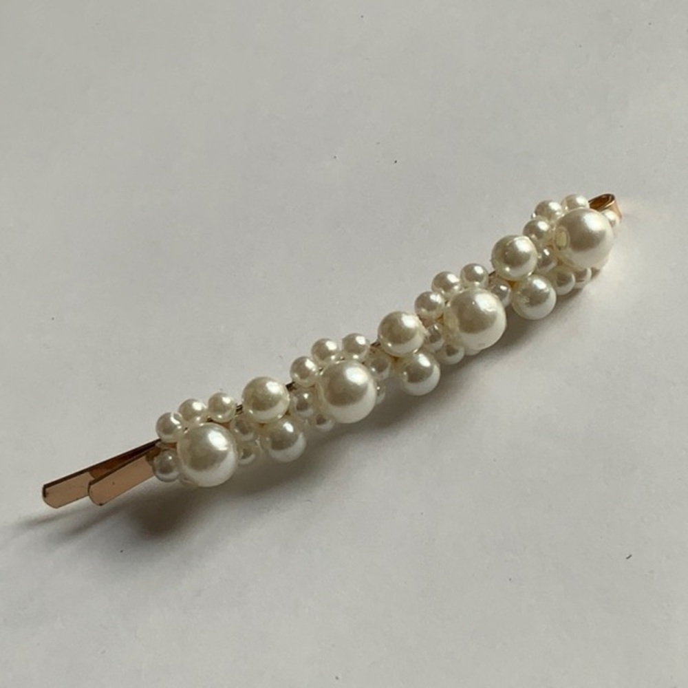 Gold Pearl Hair Slide Pearl Hair Barrette Faux Pearl Hair clip